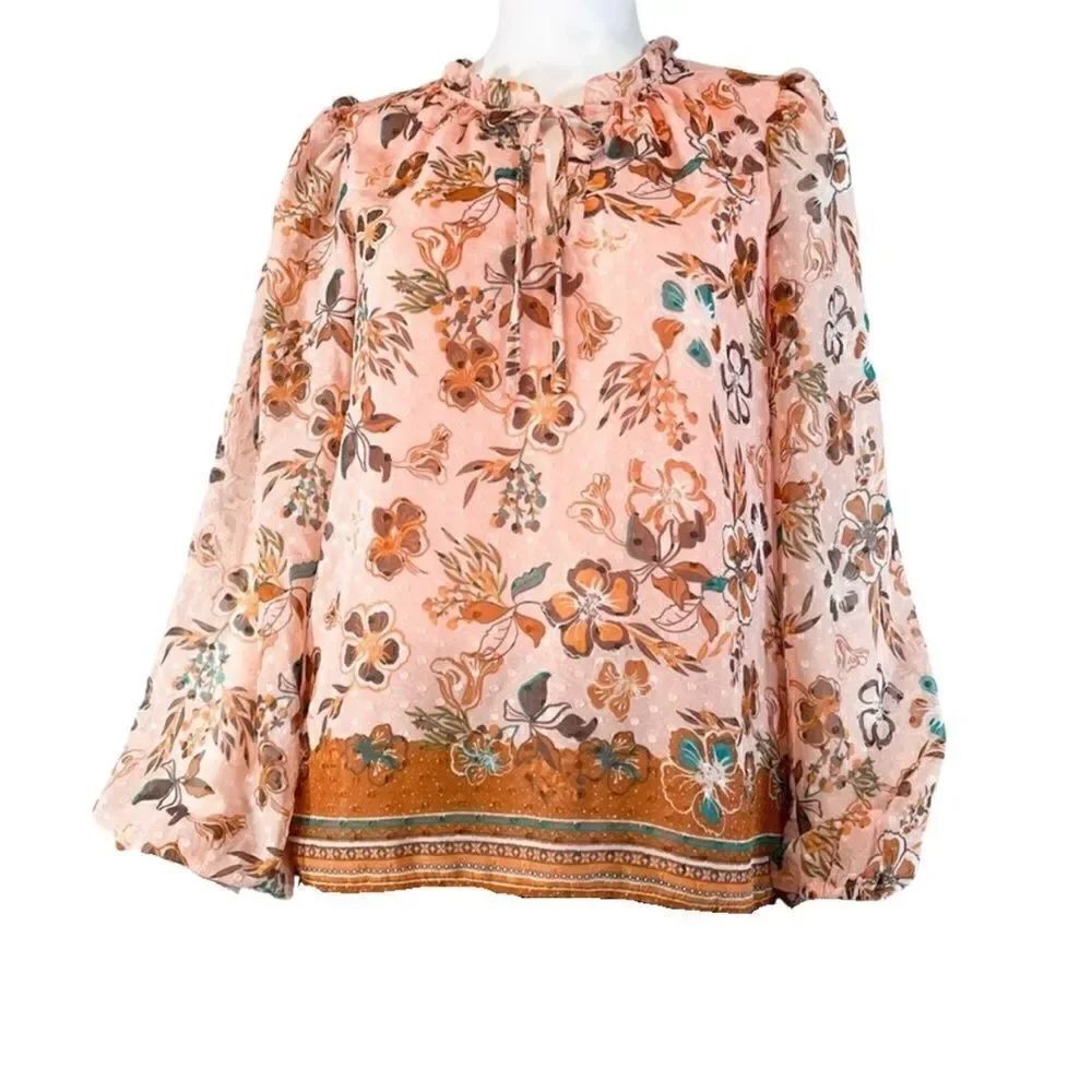 Joie Peach Floral Top Sz M